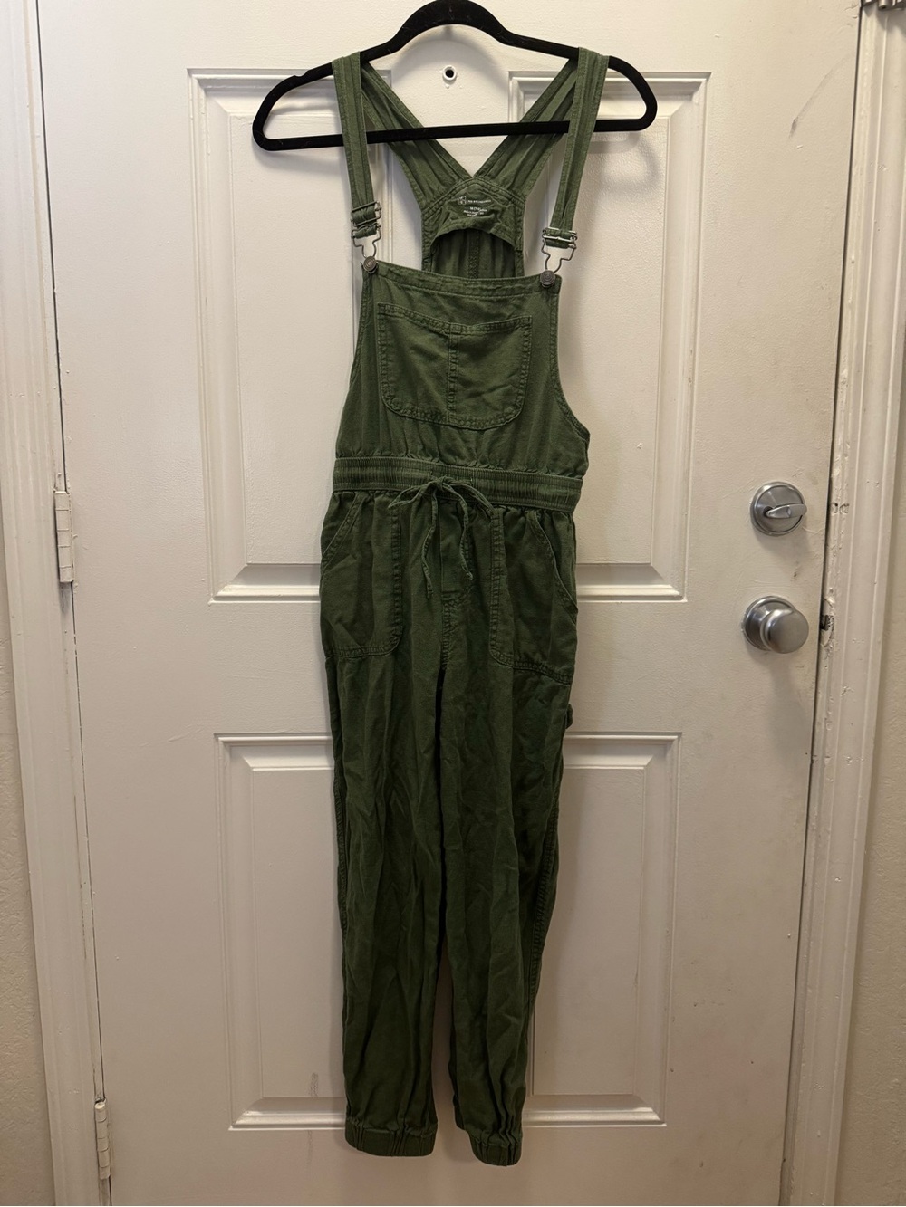 No Boundaries Olive Utility Overalls Jumpsuit with Drawstring Waist